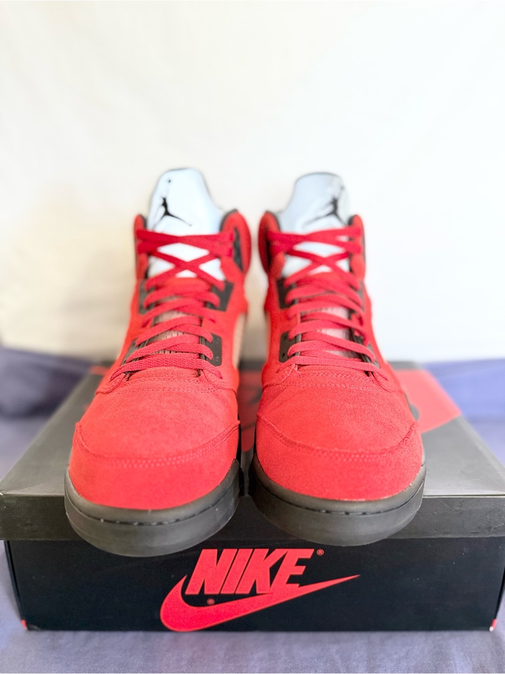 AUTHENTIC Jordan 5 Raging Bull Red size 14 DD0587-600 2021 PRE-OWNED VNDS - Picture 7 of 8